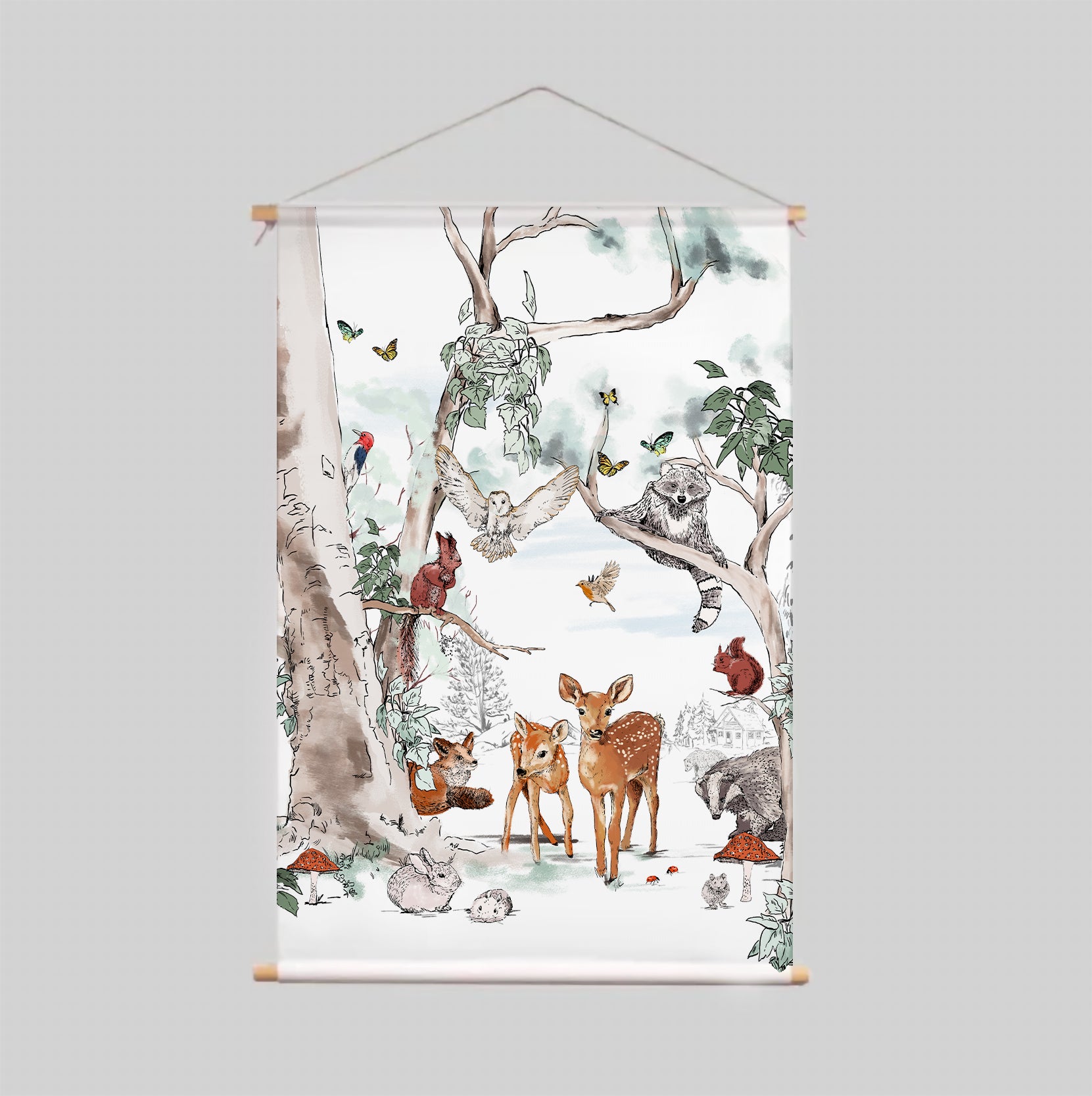 Magical Forest Textile Poster 90x130cm - Nature Inspired Wall Art for Bedroom, Living Room & Office Decor