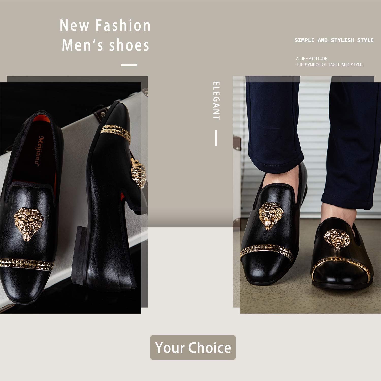 Luxury Meijiana Men's Loafers - Premium Wedding Dress Shoes & Formal Party Shoes for Men - Perfect for Weddings, Proms, and Black Tie Events