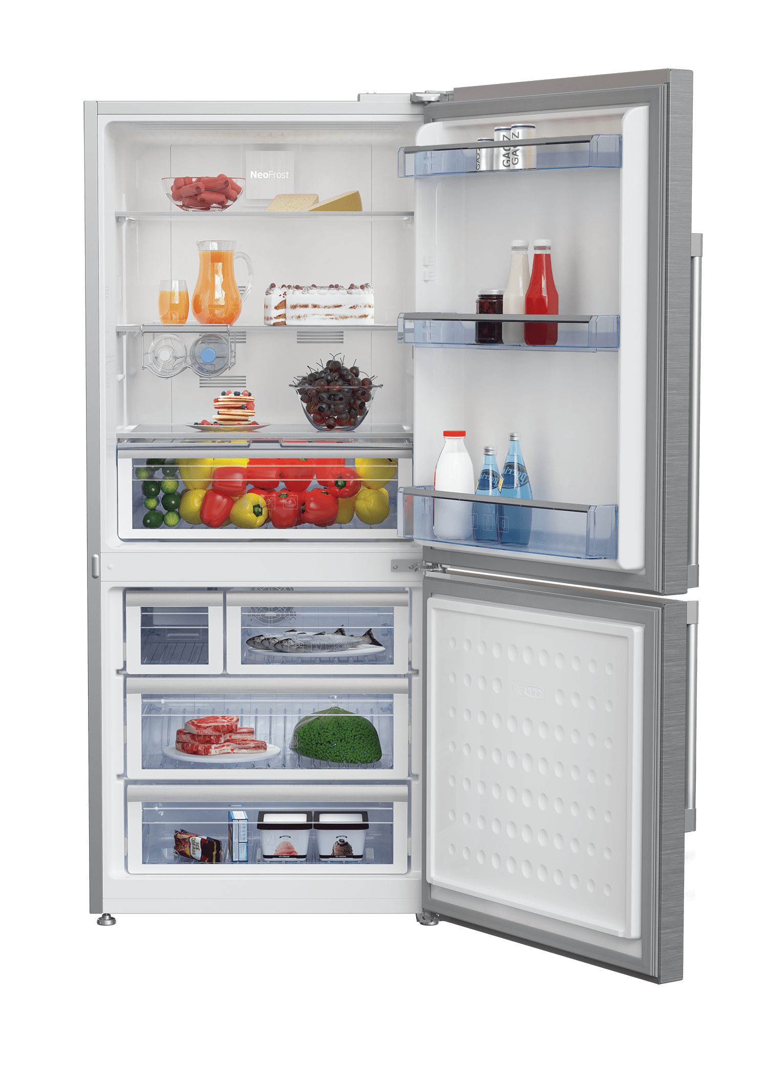 Beko BFBF3018SSIM 30-Inch Bottom Freezer Refrigerator with Automatic Ice Maker - Stainless Steel, Energy Efficient for Modern Kitchens, Perfect for Family Homes & Entertaining
