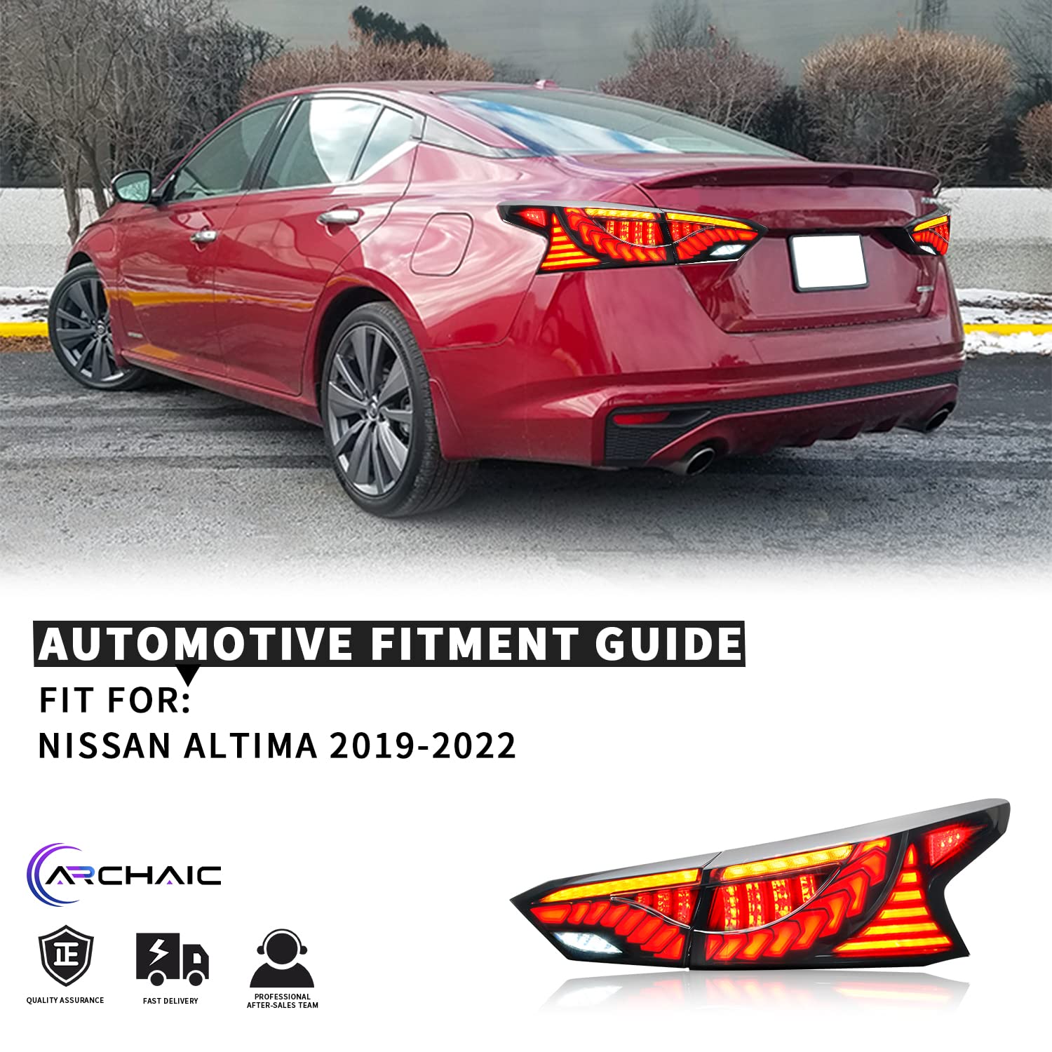 Premium LED Tail Lights for 2019-2024 Nissan Altima (6th Gen S/SR/SV/SL/Platinum) - 3D Animation DRL & Sequential Turn Signals - Waterproof & Easy Installation - Perfect for Night Driving & Car Customization