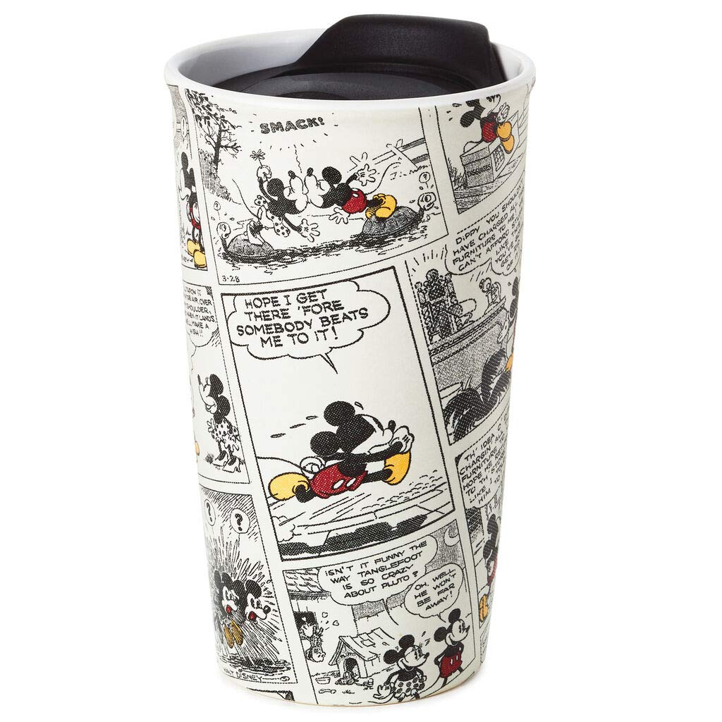 Disney Mickey Mouse Comic Strip Insulated Travel Mug - 16oz Stainless Steel Coffee Tumbler with Lid, Perfect for Commuting, Office & Outdoor Adventures