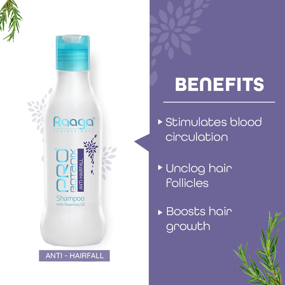 Raaga Professional Pro Botanix Anti-Hair Fall Shampoo with Rosemary Oil (200ml) - Prevents Hair Breakage & Promotes Hair Growth for Men & Women | Daily Use for Thicker, Healthier Hair at Home or Salon