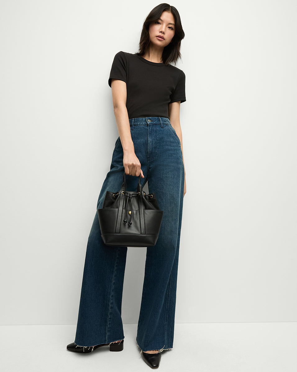 Veronica Beard Genuine Leather Goody Bag - Stylish & Durable Crossbody Purse for Women | Perfect for Work, Travel & Everyday Use