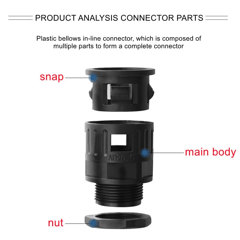 Fielect 3pcs Black PG11 Cable Gland Connector for AD15.8 Pipes - Corrugated Tube Clamps for Electrical Wiring