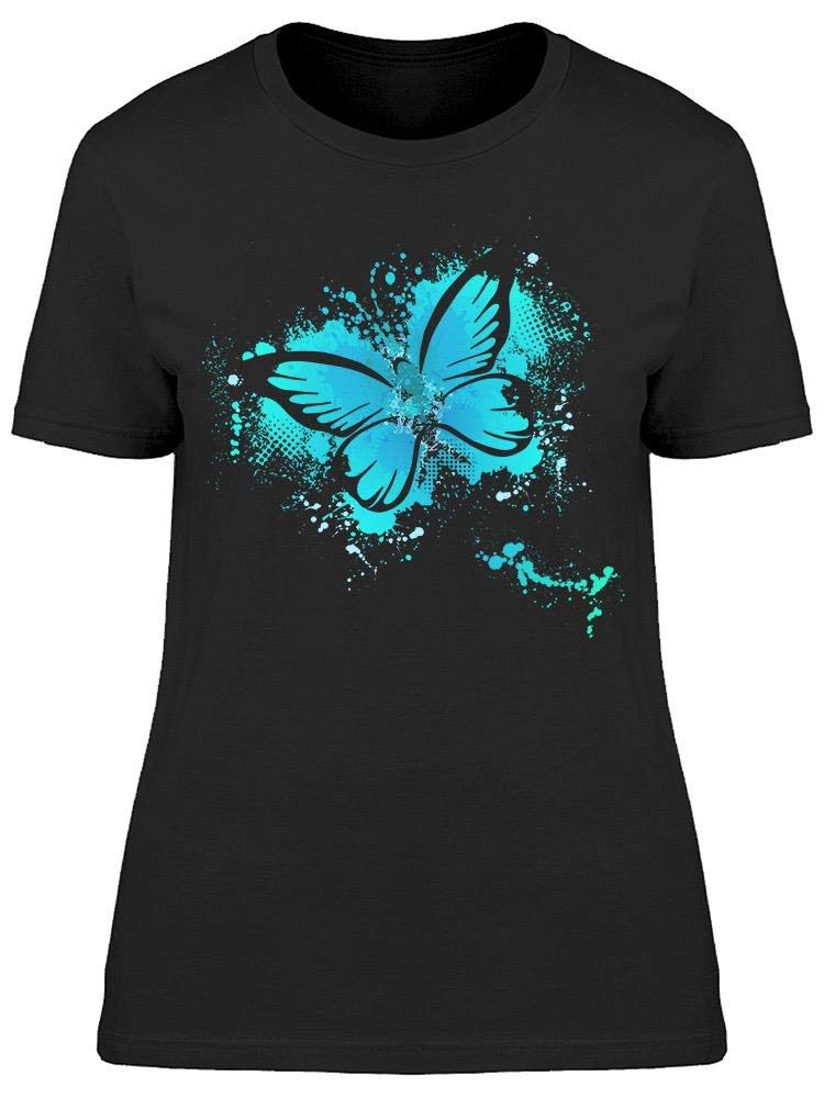 Women's Butterfly Paint Stain Graphic Tee - Soft Cotton Casual T-Shirt for Everyday Wear & Street Style