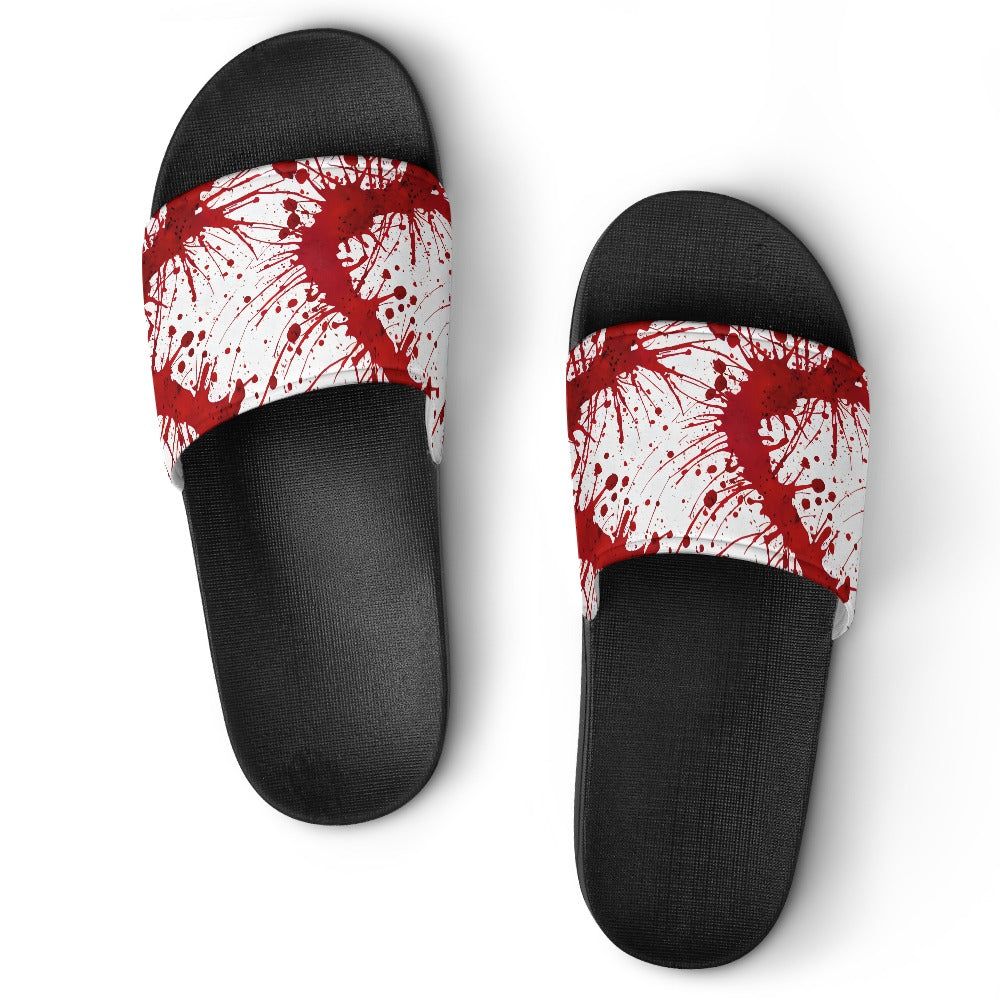 Bloody Splatter Halloween PVC Sandals - Scary Cosplay Shoes for Horror Parties & Themed Events - Comfortable & Durable Costume Footwear