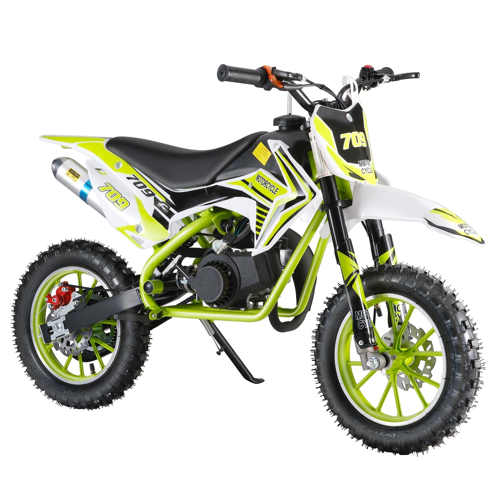 49cc 2-Stroke Gas Powered Kids Dirt Bike - Mini Motorcycle for Off-Road & Motocross - Green Pocket Rocket with Front & Rear Disc Brakes - Perfect for Backyard Riding, Trail Adventures & Youth Racing