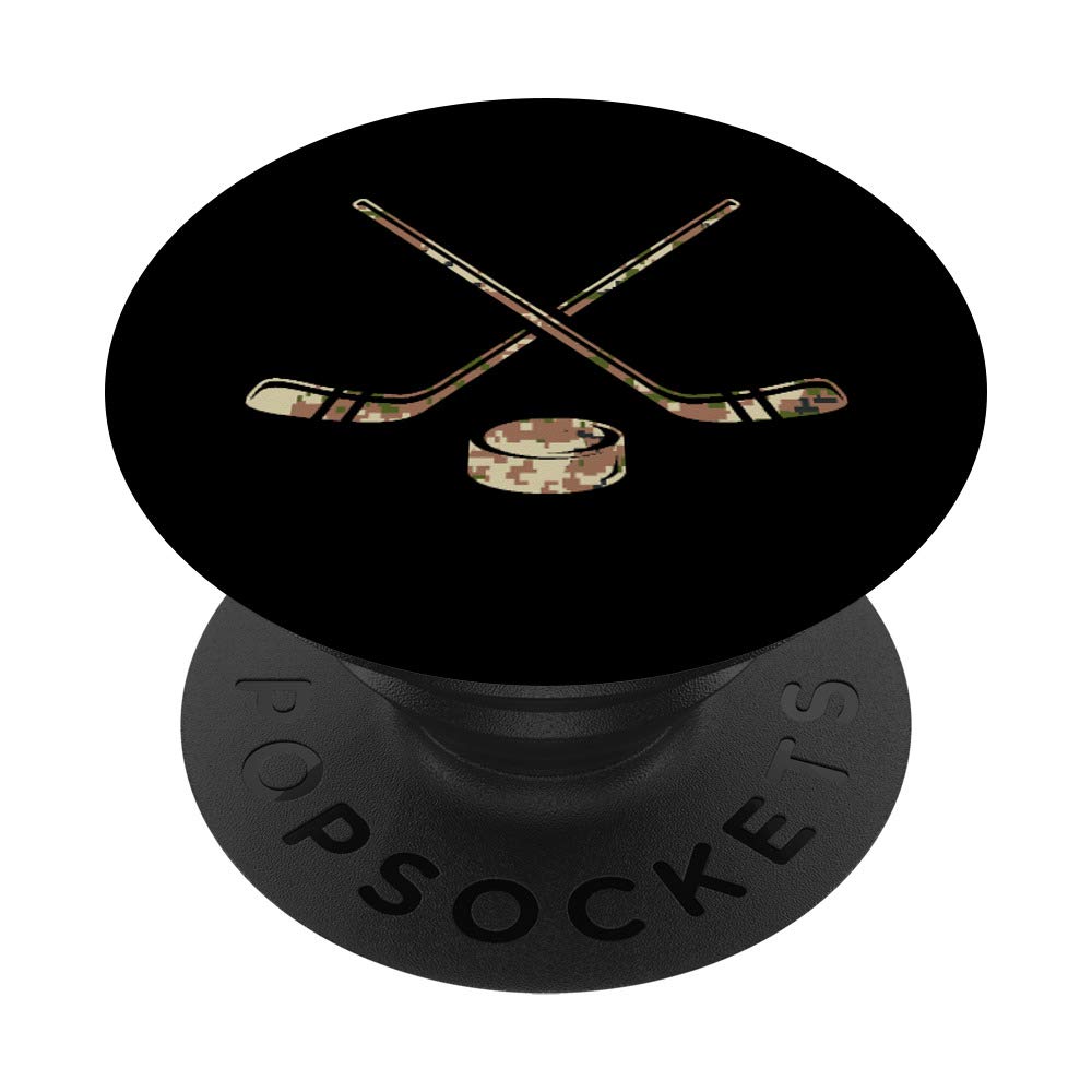 Desert Camouflage Hockey Sticks - Camo Hockey PopSockets Phone Grip & Stand for iPhone, Samsung, Tablets | Perfect for Hockey Fans, Outdoor Enthusiasts & Sports Events