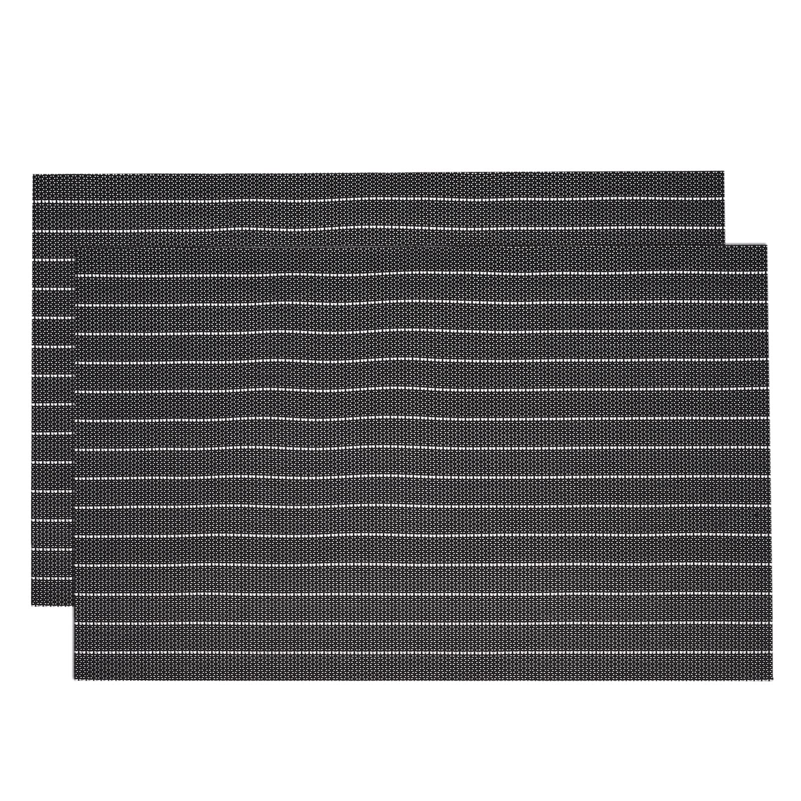 uxcell 12x18 Inch PVC Washable Woven Placemats Set of 2 - Black Table Mats for Dining, Kitchen & Office Use