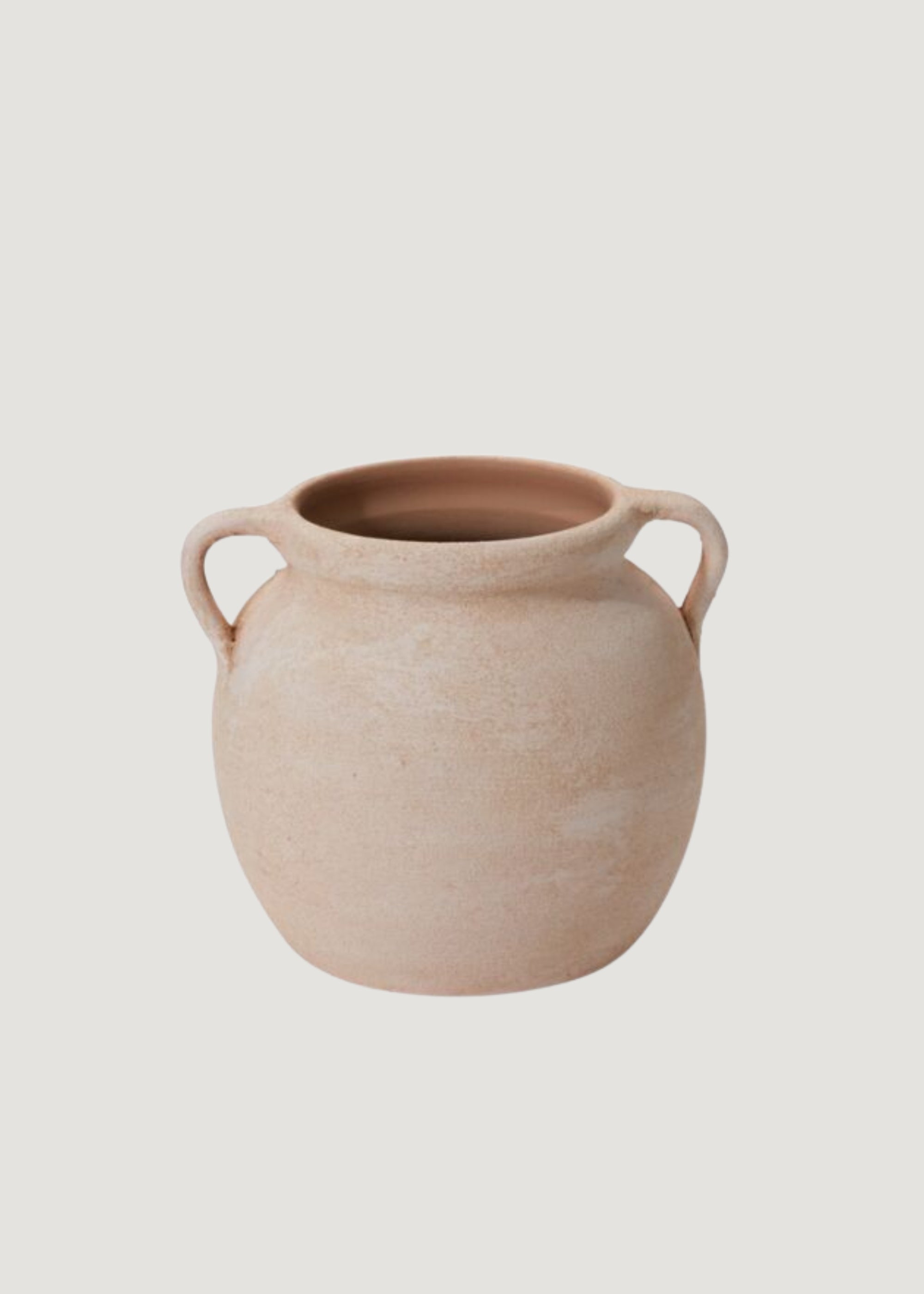 Handmade Terracotta Ceramic Vase with Handles - 7.75 Inch Rustic Home Decor for Living Room, Dining Table, or Wedding Centerpiece