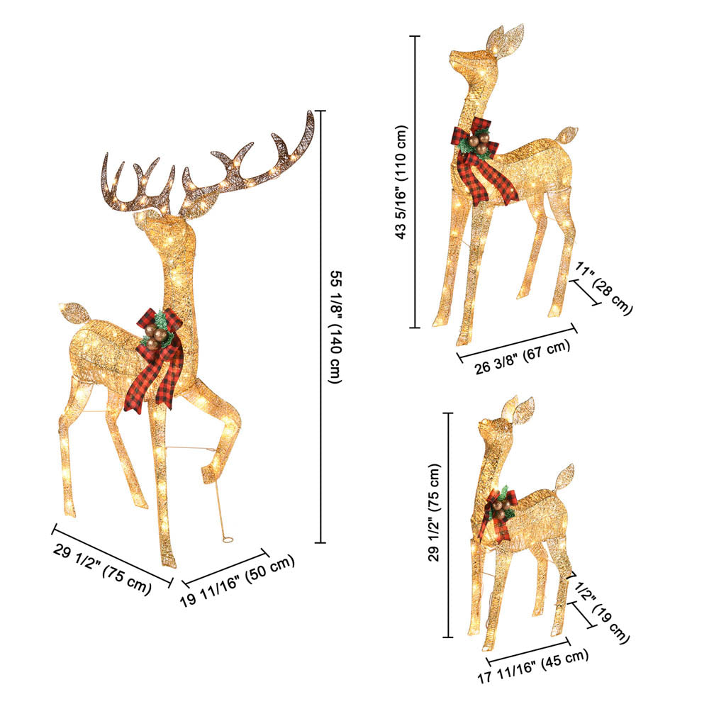 TheLAShop 3-Piece Lighted Deer Family Outdoor Christmas Decorations - Perfect for Yard, Garden, and Holiday Party Decor