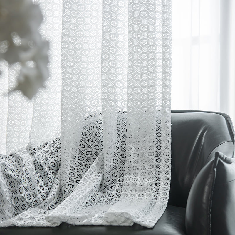 Yaritza Gauze Warp Knitted Floral Sheer Custom Curtains - Elegant Window Treatments for Living Room, Bedroom & Nursery Decor