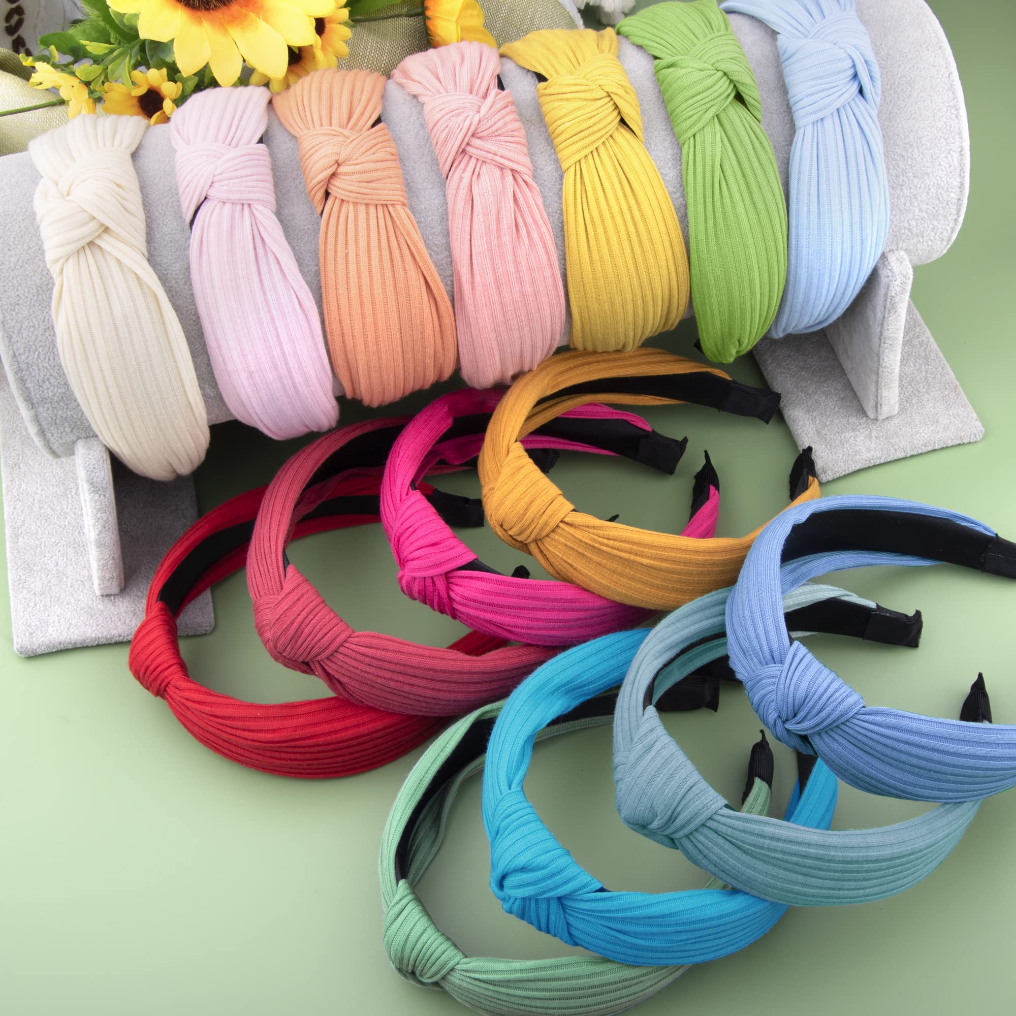 SIQUK 15-Piece Wide Knotted Headbands for Women - Fashion Hair Accessories for Workouts, Yoga, and Everyday Style
