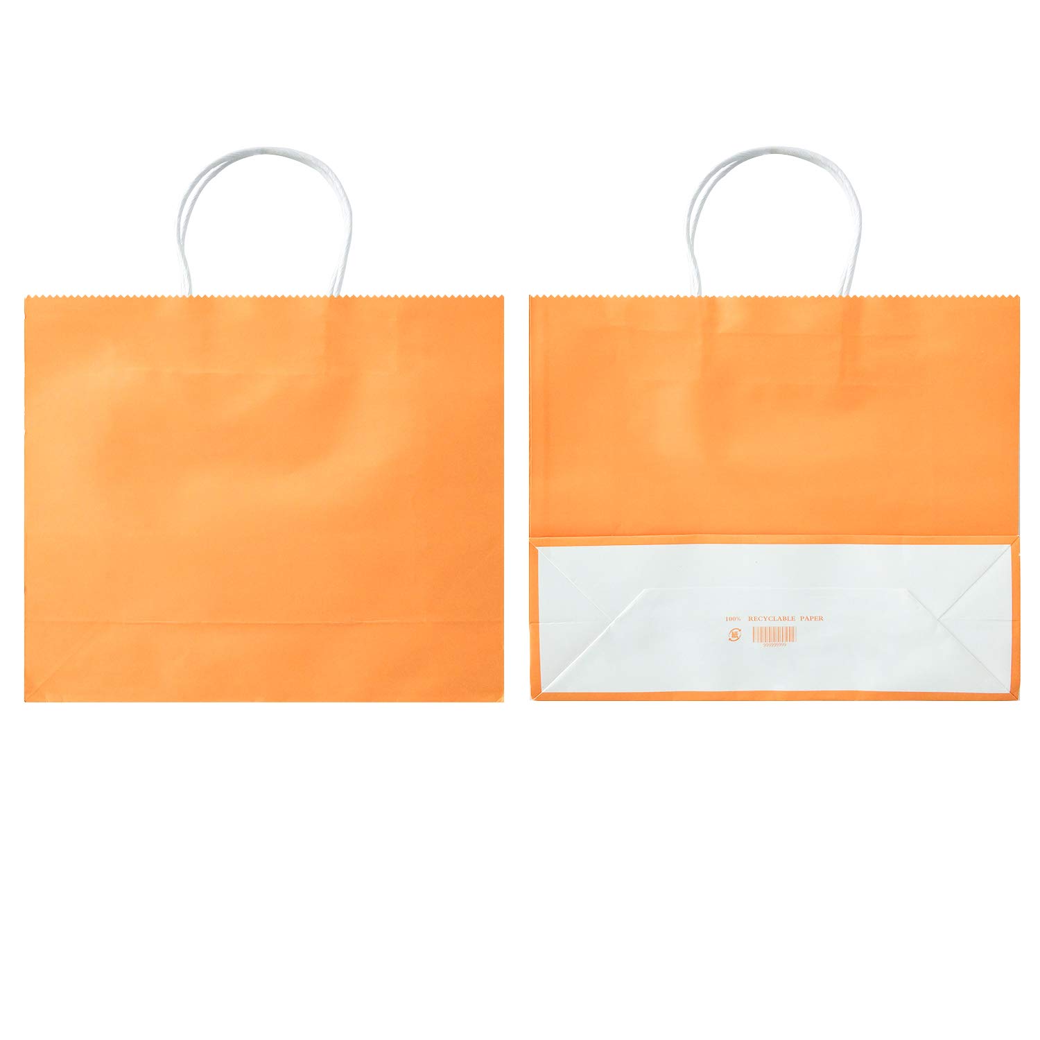 AZOWA Large Kraft Paper Gift Bags with Handles - 12.5 x 4.7 x 10.2 Inches, Orange, 12 Pack - Perfect for Birthday Parties, Weddings & Holiday Gift Wrapping
