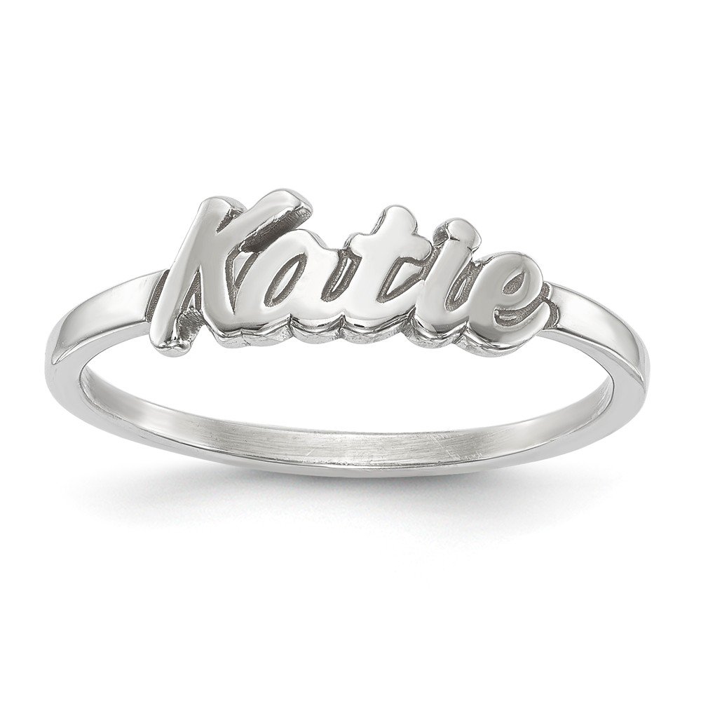 14K White Gold Personalized Laser Engraved Name Ring - Customizable Wedding Band, Anniversary Gift, or Everyday Jewelry for Women & Men