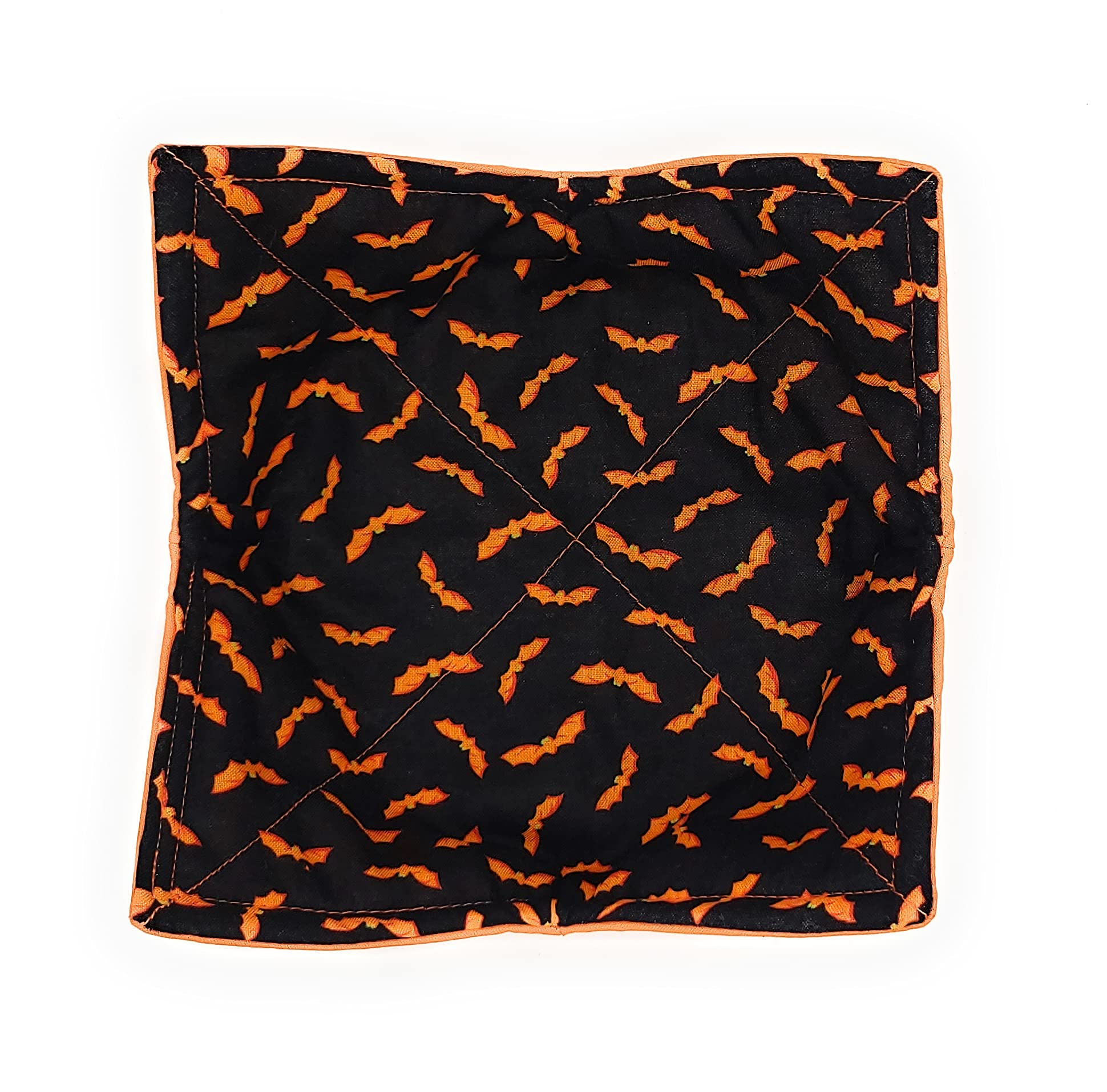 Orange Bats Microwave Cozy - Halloween Bowl Buddy with Reversible Design | Spooky Microwaveable Soup Holder & Potholder | Perfect for Halloween Parties, Soup Warming, and Kitchen Decor