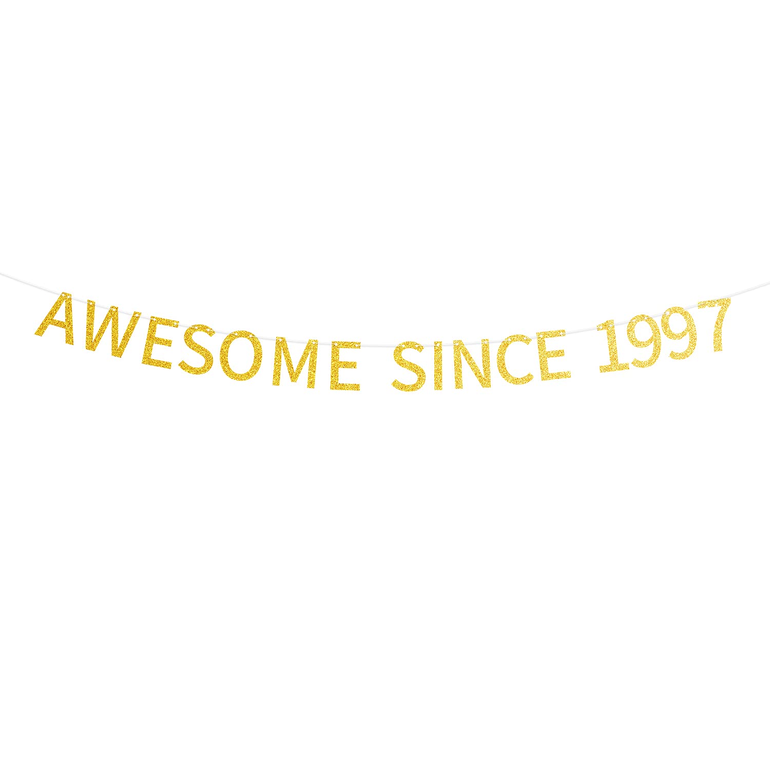 Happy 28th Birthday Banner - Gold Glitter Pre-Strung Party Decoration Since 1997 for Men & Women | Perfect for Birthday Parties, Anniversaries & Celebrations