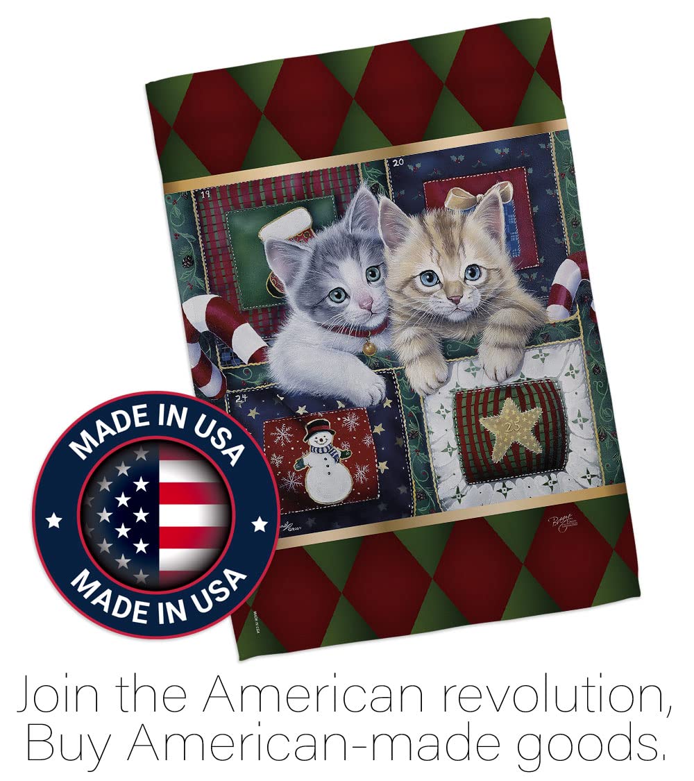 Winter Christmas Calendar Kittens Garden Flag Set 13x18.5