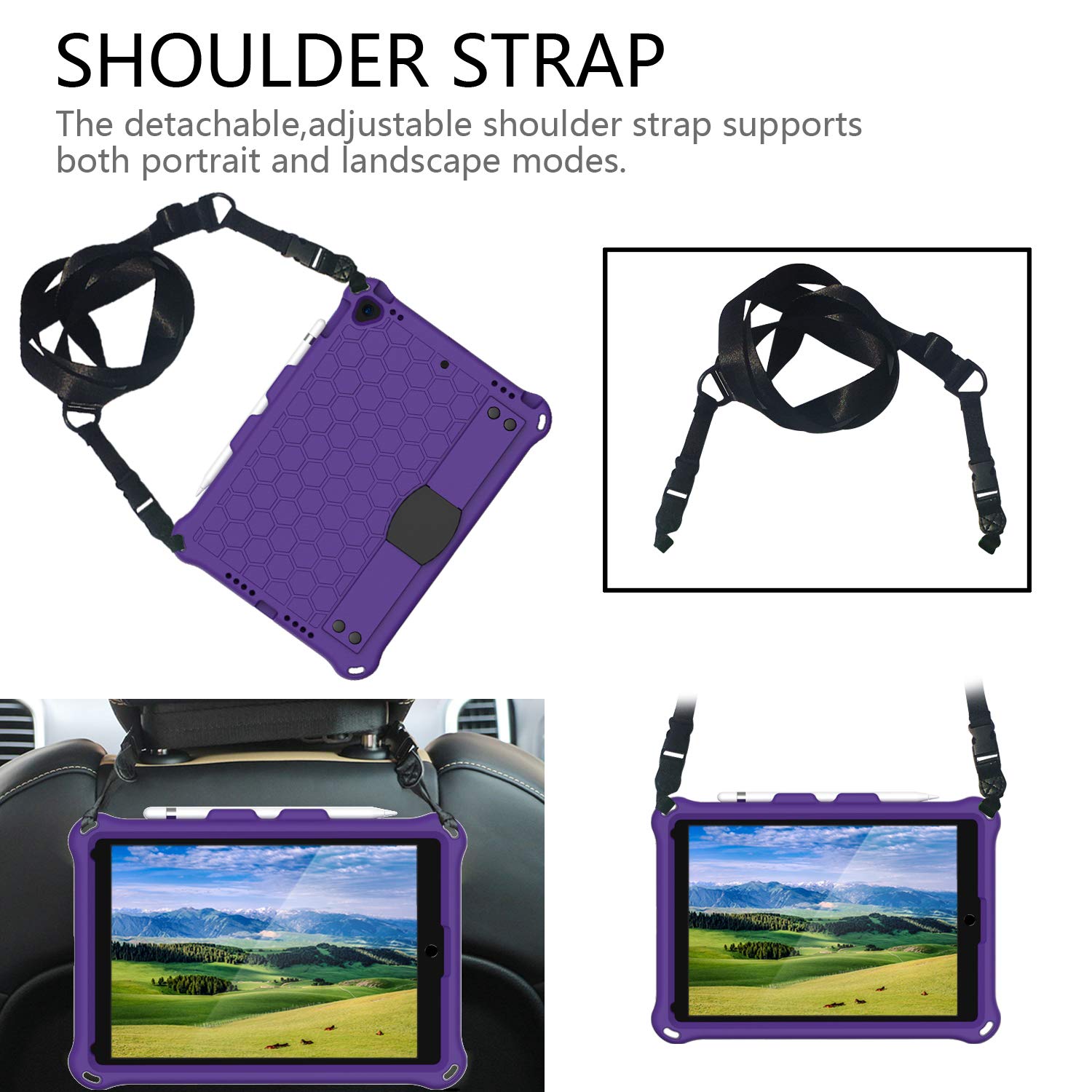 J&H Shockproof Foam Case for iPad Air 2019 (10.5 inch) / iPad Air 3 - Protective Cover with Adjustable Shoulder Strap, Hand Strap & Apple Pencil Holder | Includes Retractable Stand for Home, Office & Travel Use