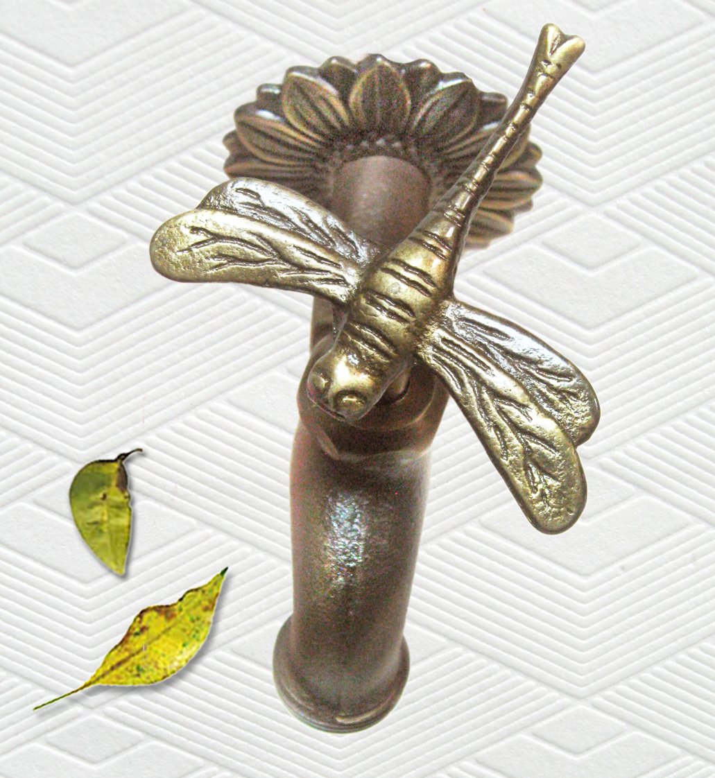 Solid Brass Dragonfly Faucet - Vintage Bathroom Sink Faucet with Unique Dragonfly Design - Perfect for Farmhouse, Cottage & Victorian Style Bathrooms