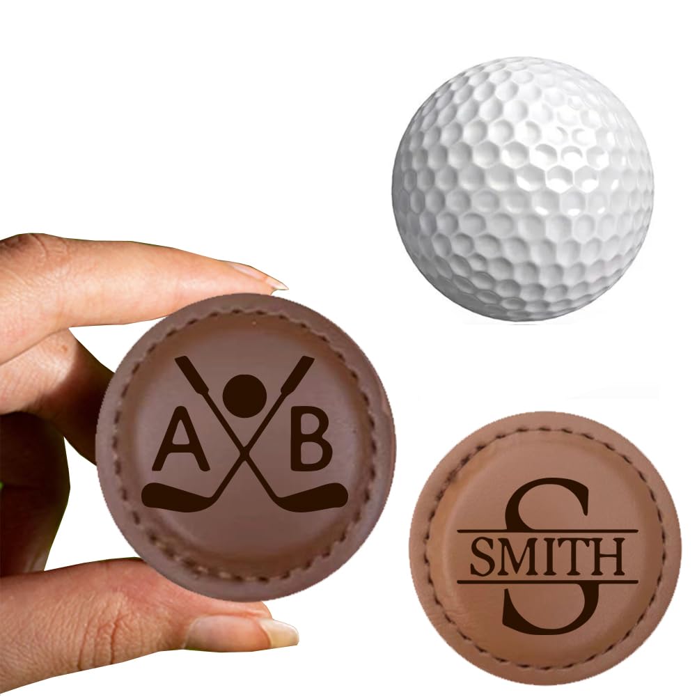 **Premium Custom Magnetic Leather Golf Ball Marker - Personalized Golf Gift for Men, Boyfriend, Dad, Husband - Perfect for Golf Tournaments, Practice & Special Occasions**