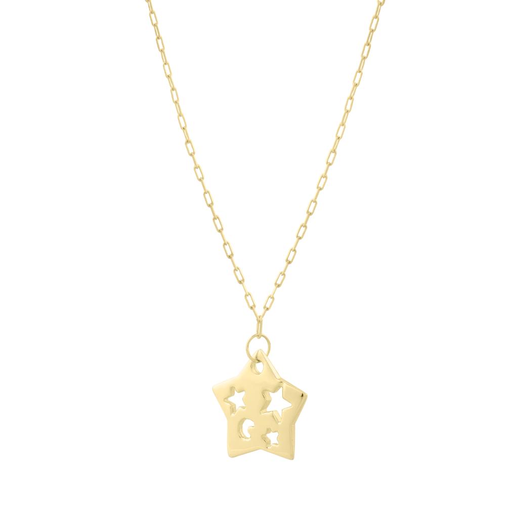 14K Gold Cutout Star Pendant Necklace for Women - Elegant Minimalist Jewelry Gift for Birthday, Anniversary & Valentine's Day - Perfect for Everyday Wear & Special Occasions
