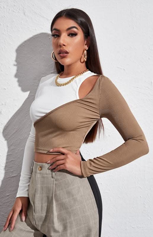 Trendy Color Block Strapless Top for Women - Fashionable Summer Blouse for Parties, Beach & Casual Outings