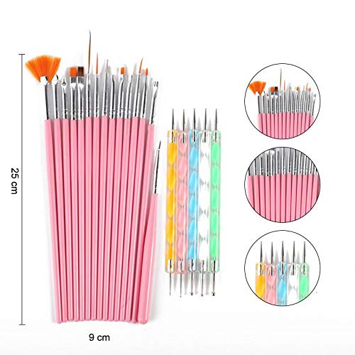 5Pcs Nail Art Brushes Set - Professional Dual-Ended Nail Design Tools for Detailing, Striping, Blending & Dotting | Perfect for DIY Manicures, Salon Nail Art & Gel Polish Designs