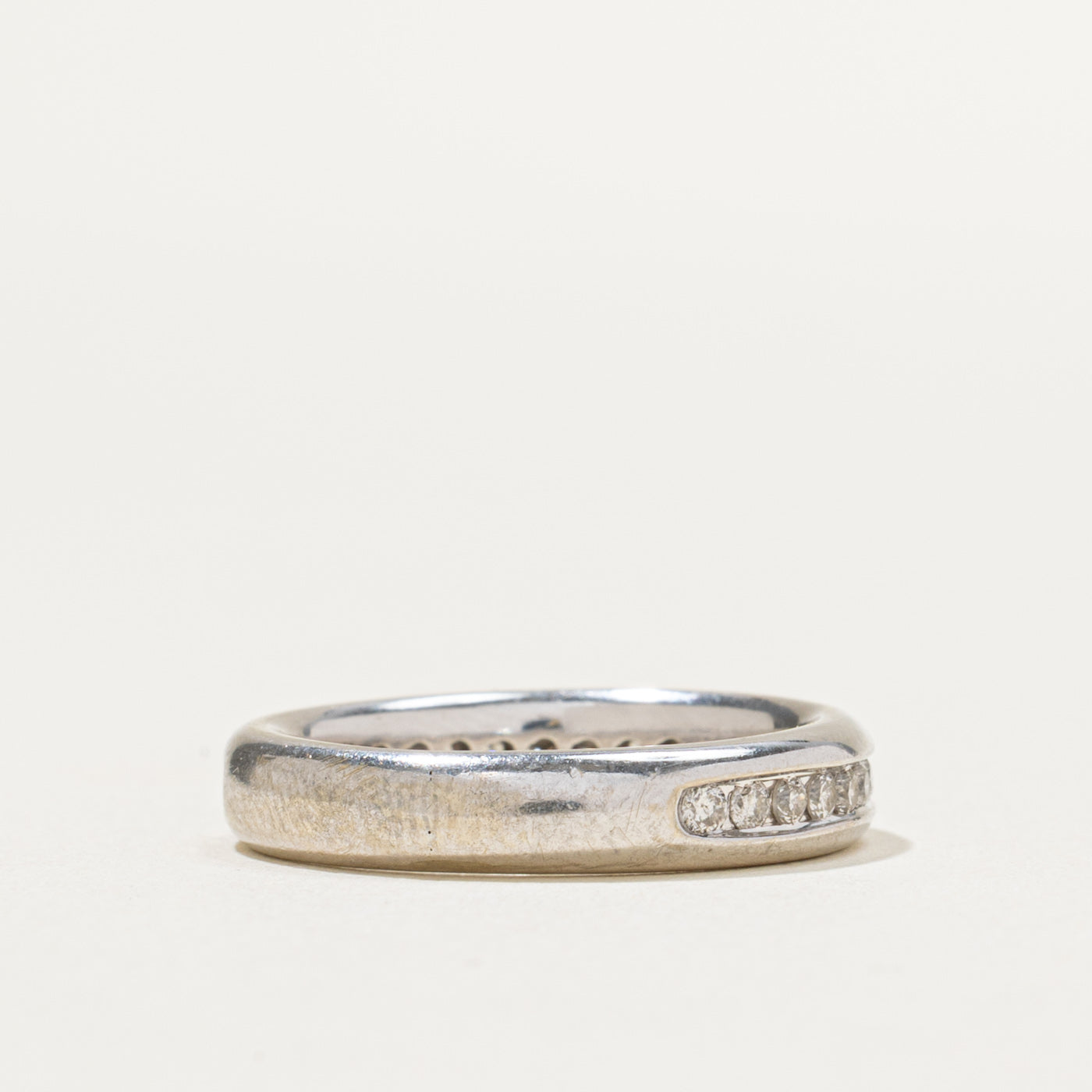 Channel Set Semi Eternity Diamond Wedding Band - 0.50ctw Round Cut Diamond Ring - Size 5 - Perfect for Anniversary, Engagement, or Bridal Jewelry Gift