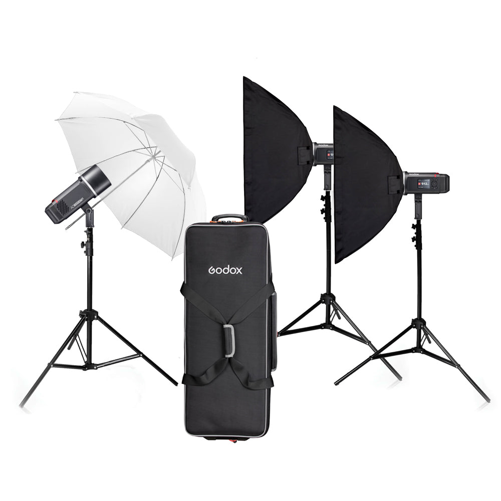 Godox AD600BMII Professional Battery-Powered Studio Flash Kit - 3 Head Manual Lighting System for Photography, Portraits, and Commercial Shoots