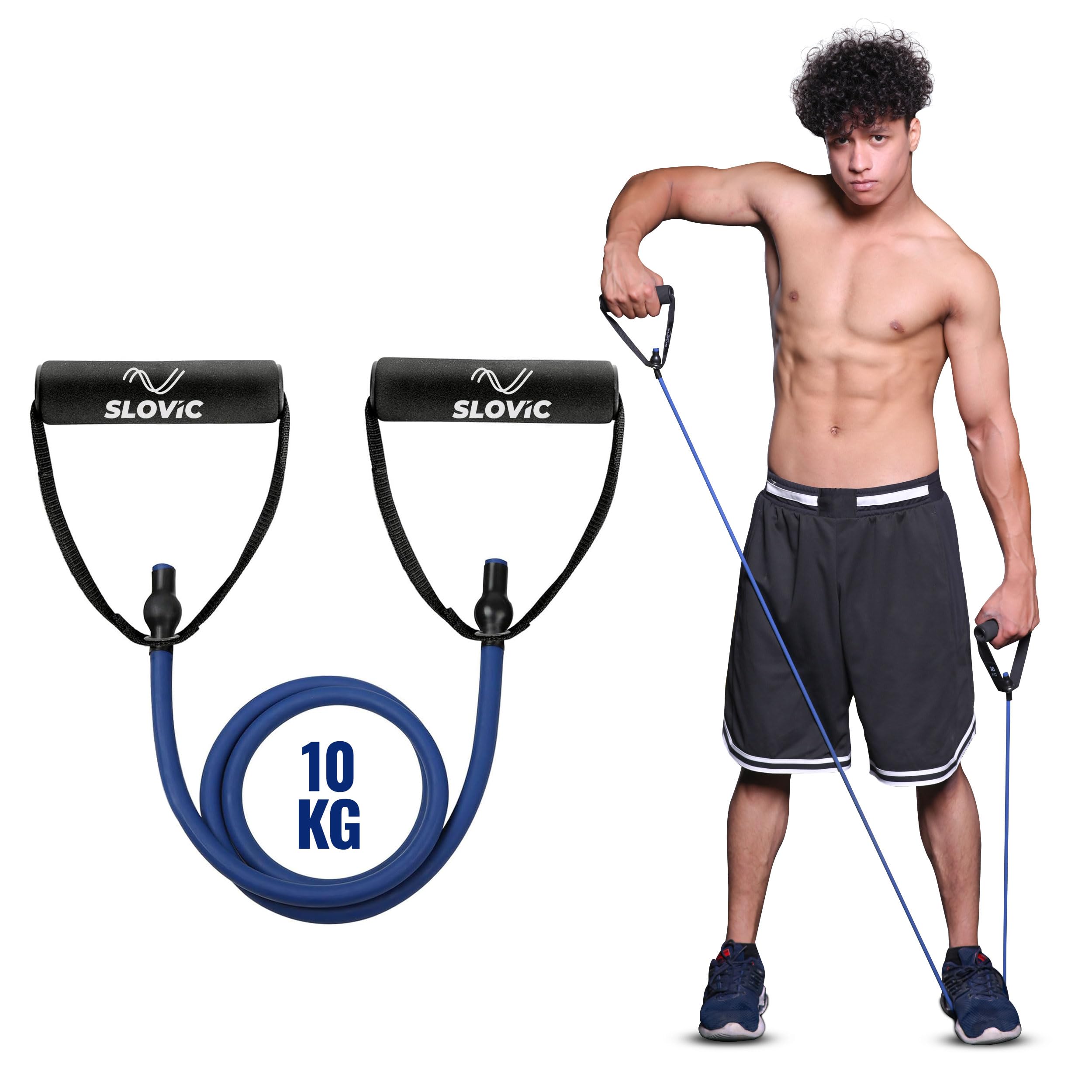 Premium 10kg Resistance Bands Set for Men & Women - Heavy Duty Pull Up Assist Bands, Home Gym Equipment for Strength Training, Yoga & Physical Therapy - Durable Natural Rubber Exercise Tubes (Blue)