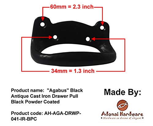 Agabus Antique Cast Iron Drawer Pulls - Black Powder Coated for Vintage Cabinets & Furniture