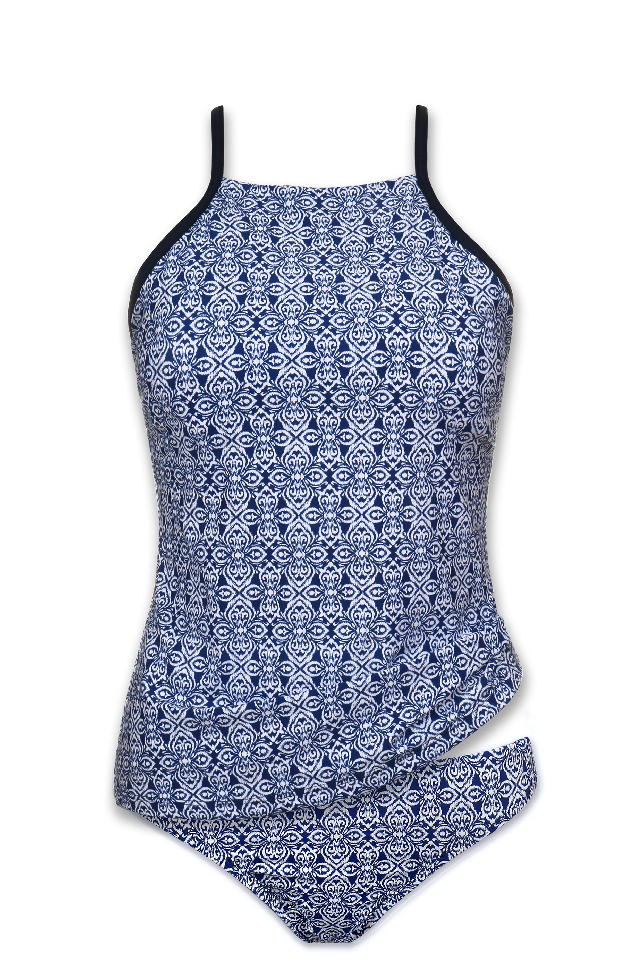 Women's Racerback Tankini Swimsuit Top - Tangier Navy | UPF 50+ Sun Protection | Perfect for Beach, Pool & Summer Vacations