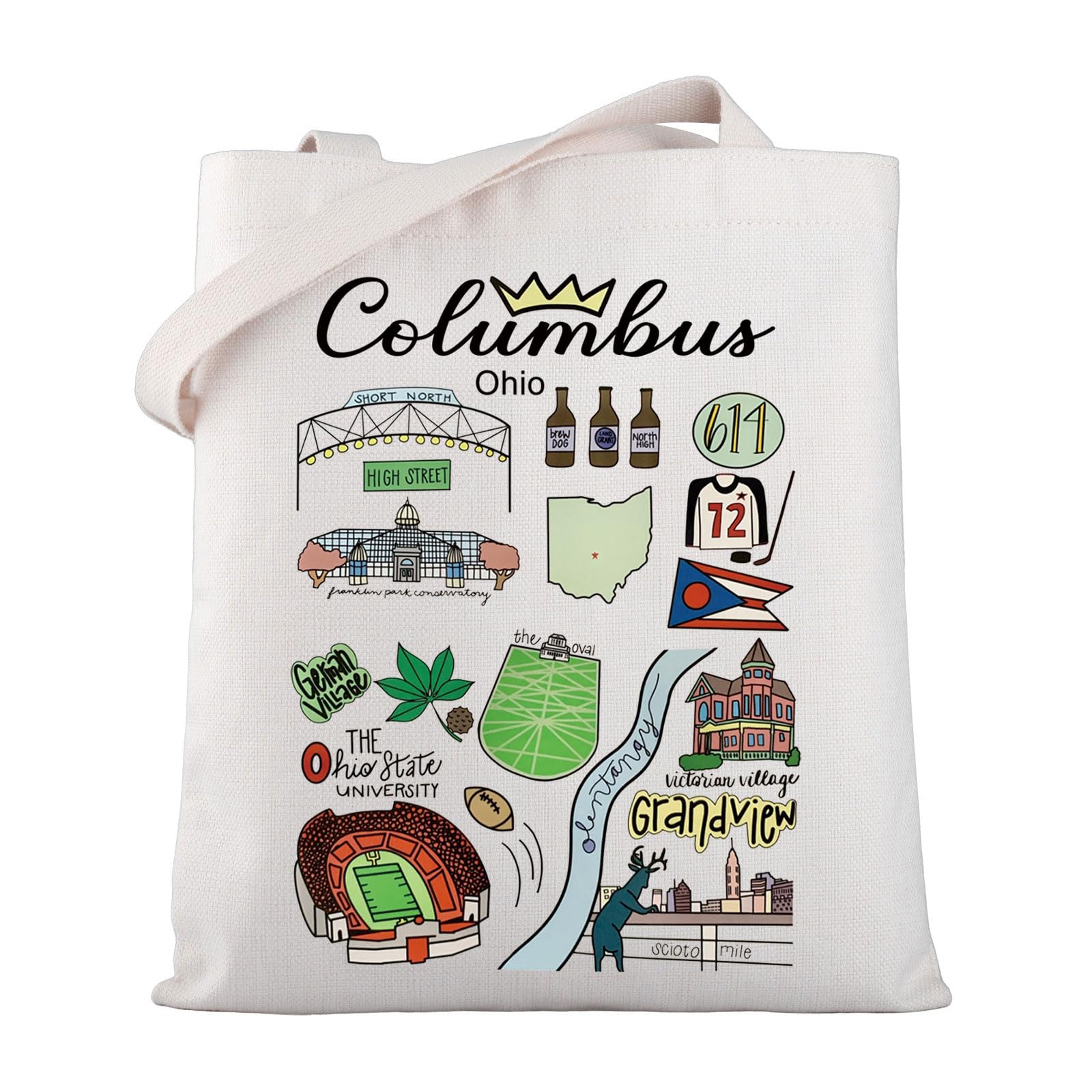 Columbus Ohio Tote Bag - Stylish Travel Souvenir & Shopping Bag with Columbus Skyline Design | Perfect for Groceries, Beach Trips & Ohio State University Gifts