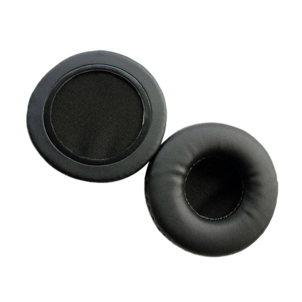 CAXUSD 2 Pack Round Leather Earphone Covers - Noise Reduction Headphone Pads, Comfortable Fit for Headphones (Black) | Perfect for Travel, Work & Home Use