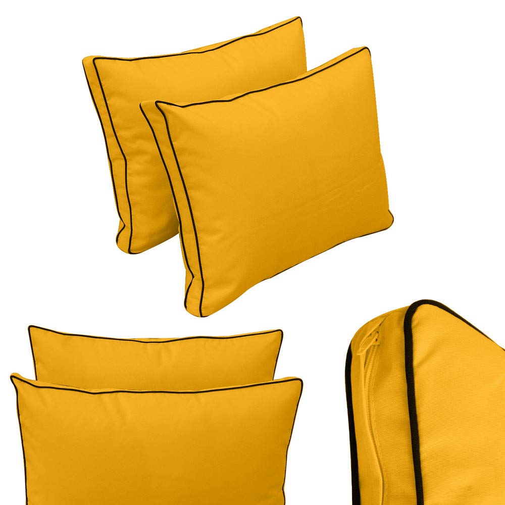Prolinemax Style1 Full Size 5-Piece Outdoor Daybed Cushion Set with Contrast Piping - Includes Mattress, Bolster & Pillows - Perfect for Patio, Poolside & Garden Lounging