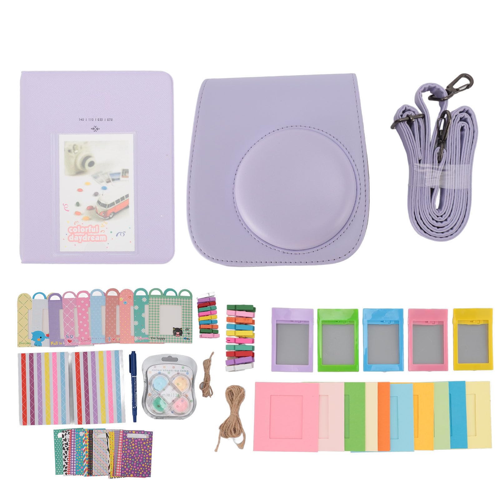 Instax Mini 12 Camera Case Kit with Accessories for Travel & Selfies - Purple