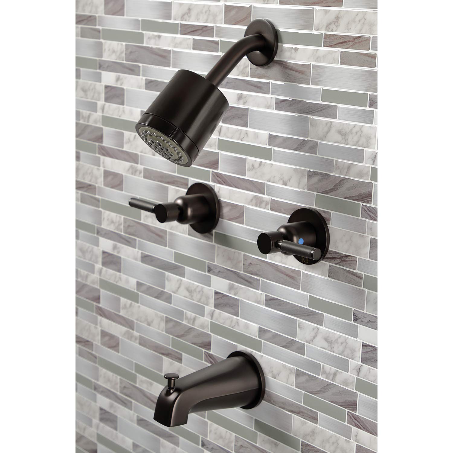 Kingston Brass KBX8145DKL Kaiser Oil Rubbed Bronze Tub and Shower Faucet Set - 7.13 x 14.13 x 5.5 Inches - Vintage Bathroom Fixture for Classic & Modern Bathrooms