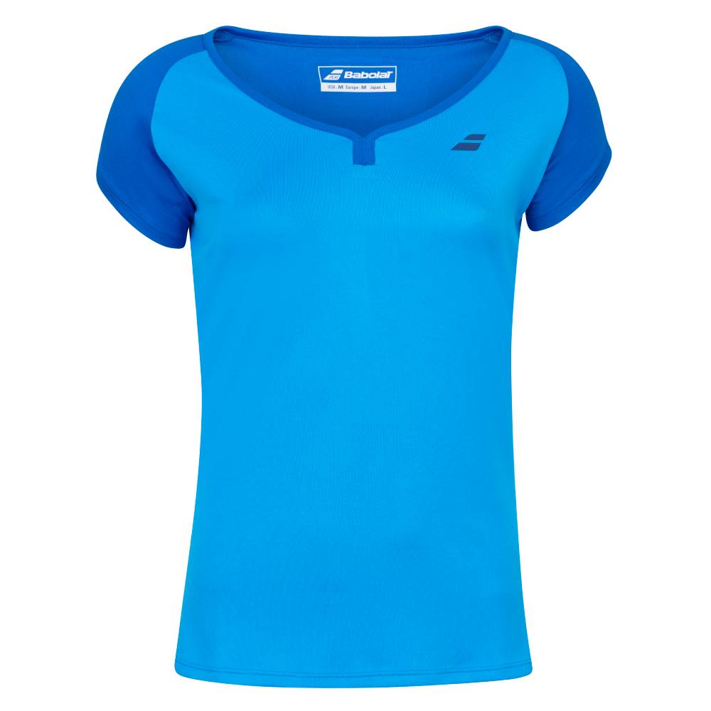 Babolat Women's Play Cap Sleeve Tennis Top - Breathable Moisture-Wicking Performance Shirt for Women (Blue) - Perfect for Tennis, Pickleball & Active Workouts