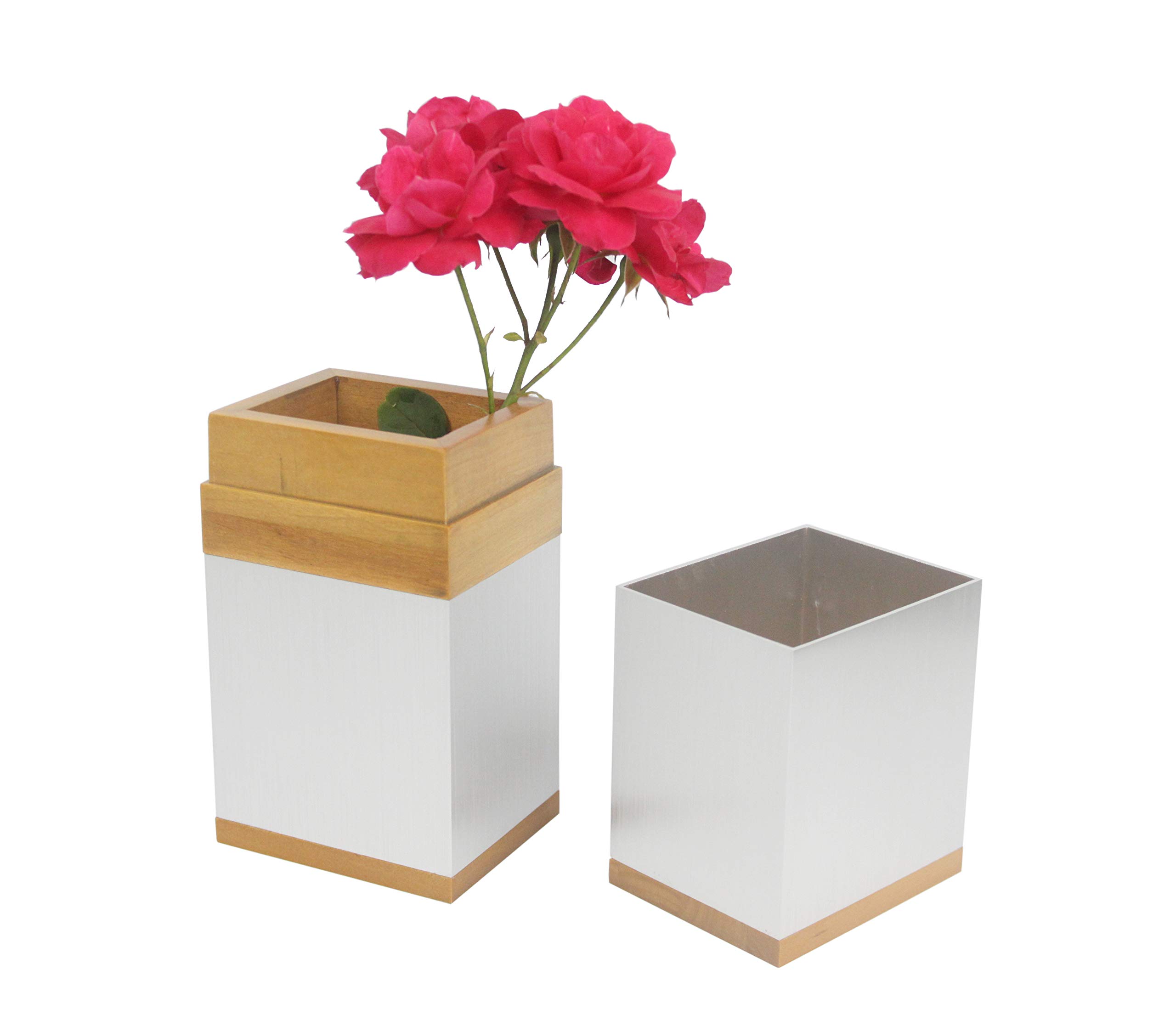 FixtureDisplays® Wood & Aluminum Riser Stand - 4+4-2D Glorifier Centerpiece Display for Flower Vases, Plinth Blocks & Pedestals - Perfect for Wedding Decor, Home Centerpieces & Retail Displays
