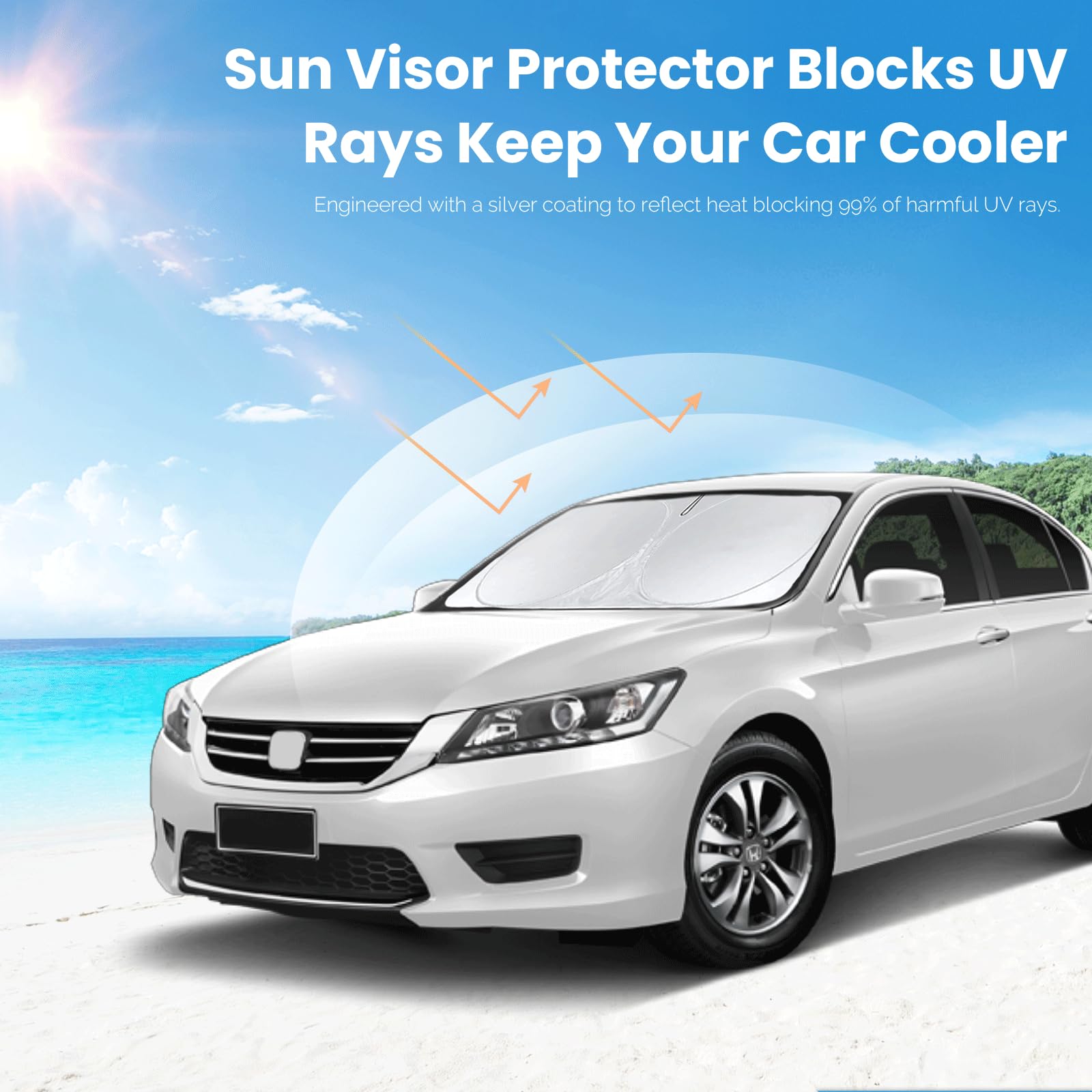 INSAUTO Foldable Reflective Windshield Sun Shade for Honda Civic & Accord - 61