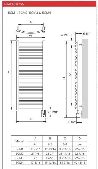 Myson Contemporary Designer FERLO ECM3 Hardwired Towel Warmer - 30