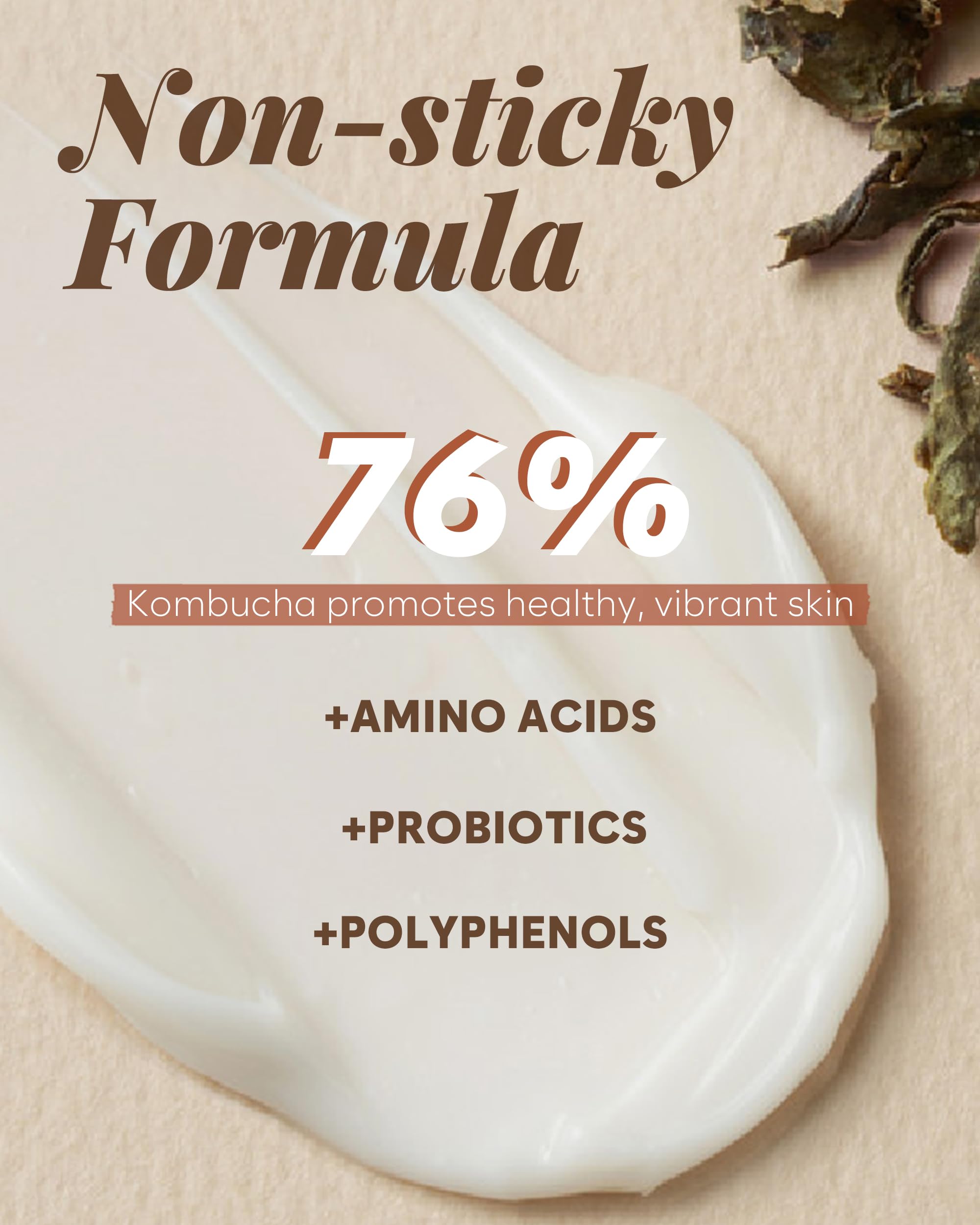 Organic Kombucha Vinegar Vegan Face Cream – Korean Skincare with Vegetable Collagen & Protein for Radiant, Elastic Skin | 2.5oz Hydrating Moisturizer for Daily Use, Night Routine & Anti-Aging Care