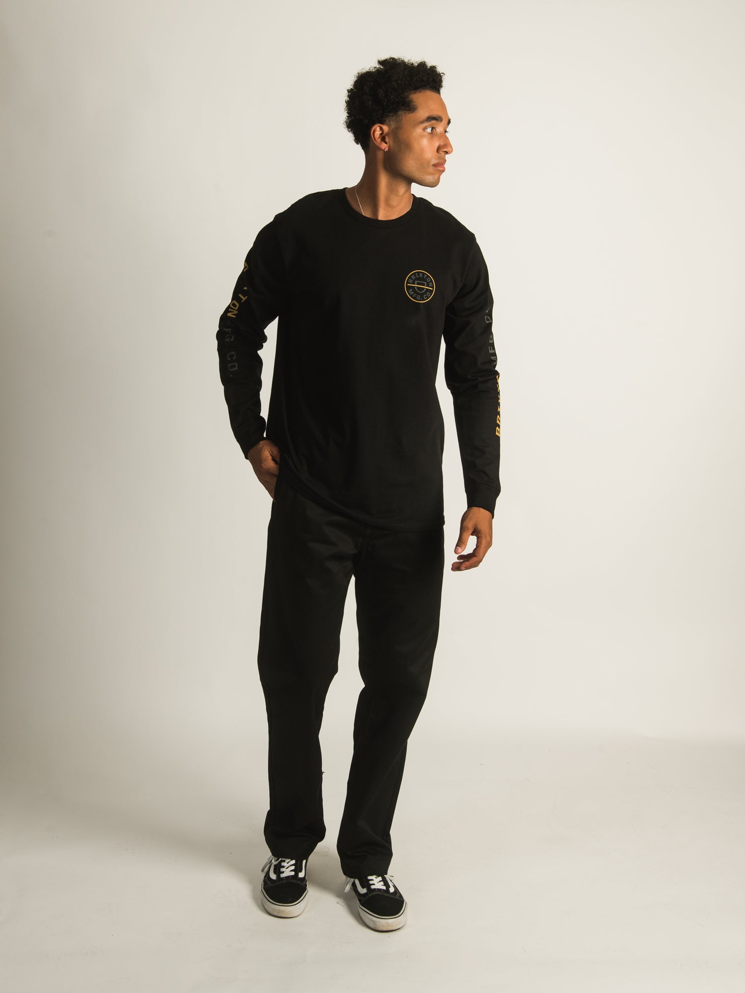 BRIXTON CREST Long Sleeve T-Shirt for Men - Soft Cotton Crewneck Tee - Casual & Streetwear Style - Perfect for Everyday Wear, Work, and Outdoor Activities