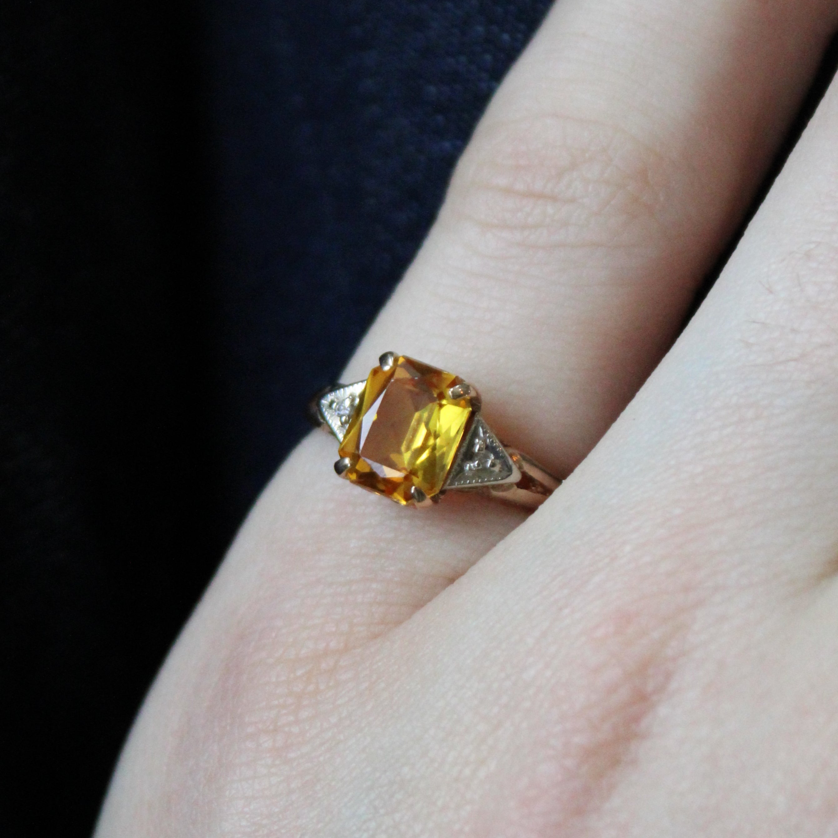 2.02ct Synthetic Yellow Sapphire & Diamond Ring - 0.01ctw | Size 6.5 | Elegant Engagement, Anniversary & Gift Jewelry for Women