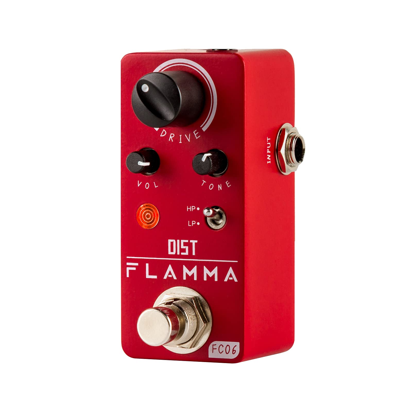 FLAMMA FC06 Mini Analog Distortion Guitar Pedal with 2 Modes (HP/LP) - True Bypass Electric Guitar Effects Pedal for Rock, Metal & Stage Performance
