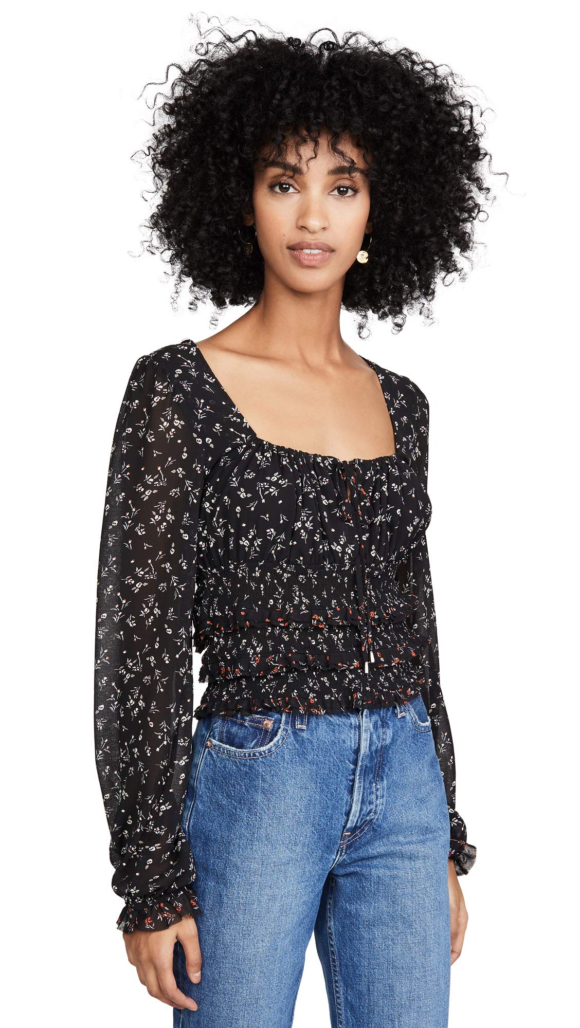 Free People Women's Printed Lolita Top - Floral Boho Blouse for Casual Wear & Summer Outfits