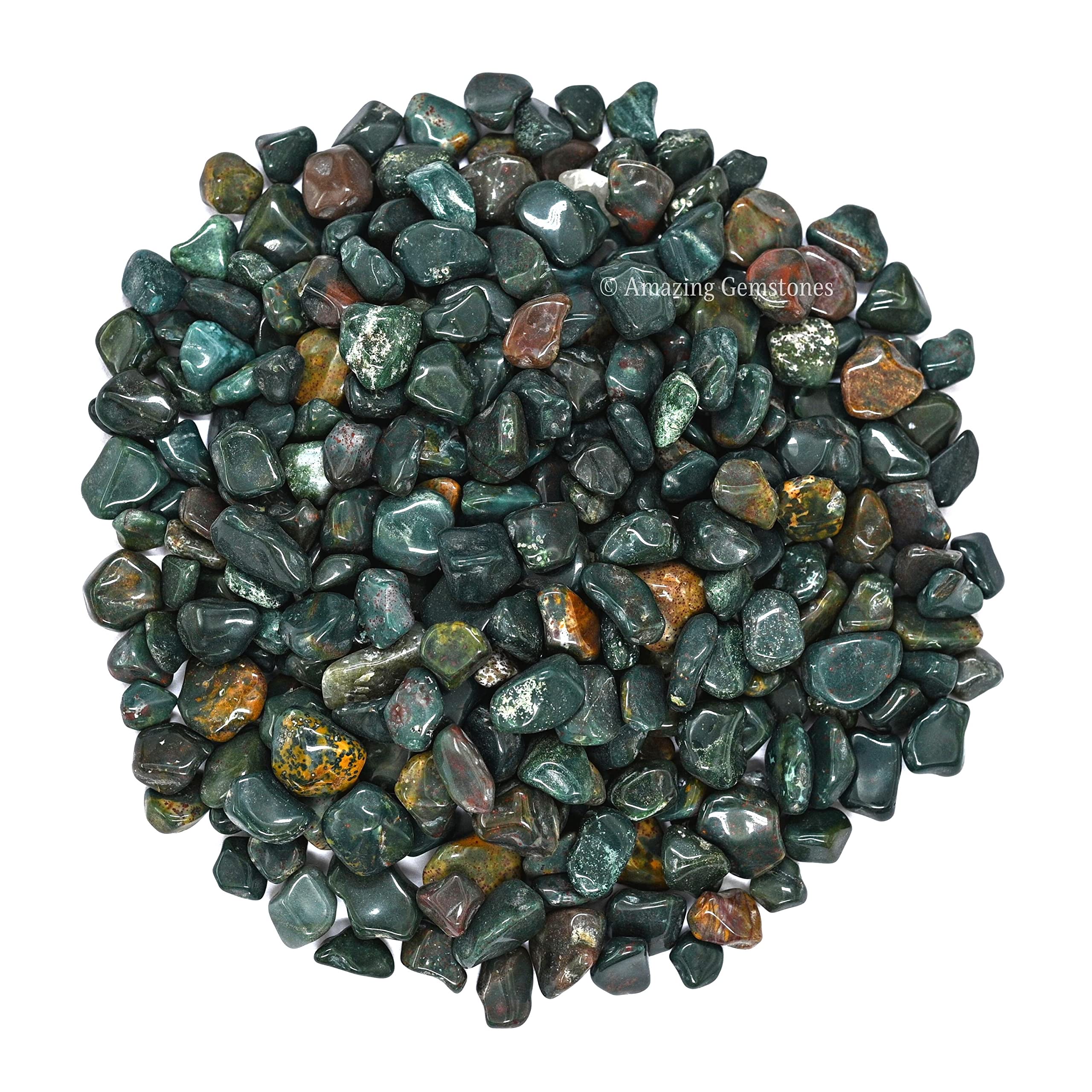Natural AAA Grade Bloodstone Crystal Chips - 1000+ Carat Bulk Aquarium Gravel Rocks for Fish Tank Decoration | Small Tumbled Stone Chips & Tiny Crystals | Perfect for Home Aquascaping, Zen Gardens, and Crystal Healing Displays