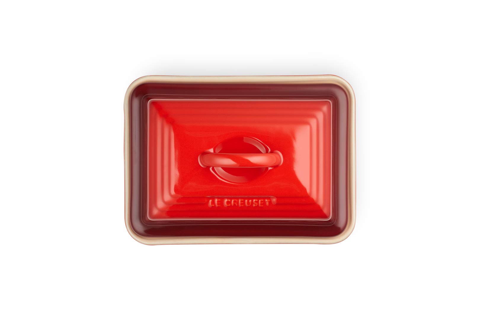 Le Creuset Stoneware European Butter Dish in Cerise Red | Premium Butter Keeper for Freshness | Perfect for Kitchens, Dining Tables & Gifts