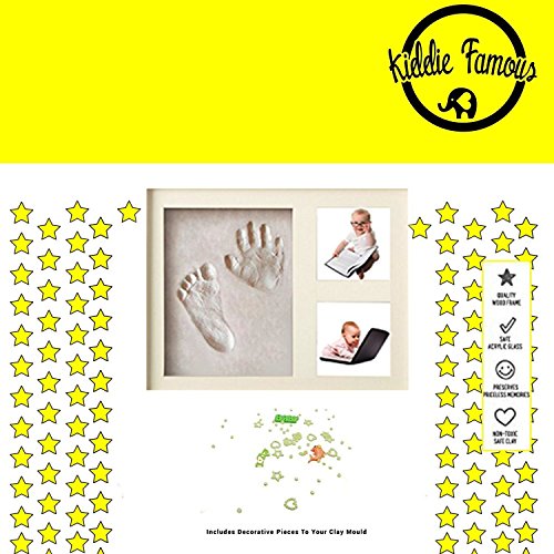 100% Organic Baby Handprint and Footprint Kit - Safe, Non-Toxic, Mold-Free | White Keepsake Frame for Newborn Memories | Perfect Baby Shower Gift for Boys & Girls | Great for Nursery Decor, First Birthday Presents, and Cherished Family Keepsakes